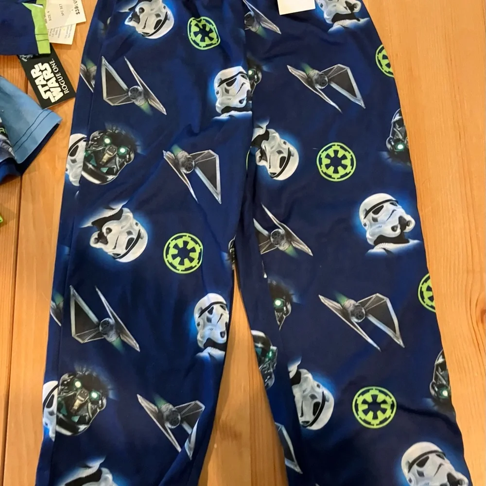 NWT Star Wars Kids Rogue One 3-piece  Pajama Set - Blue and Lime Green size 4T